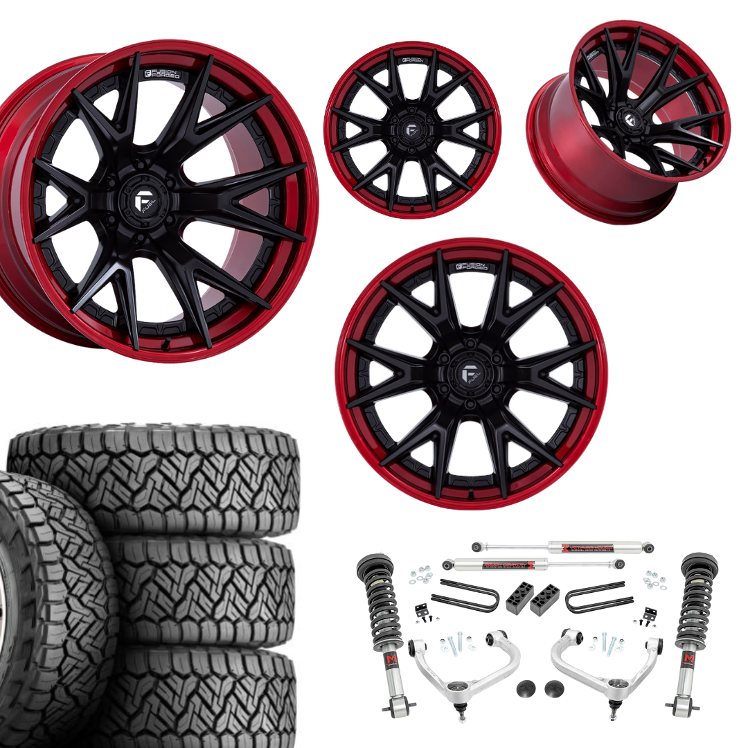 3 inch M1 Bundle w/ 22x10 Black Red Wheels - 33in Nitto Recon Grapplers - 4wd