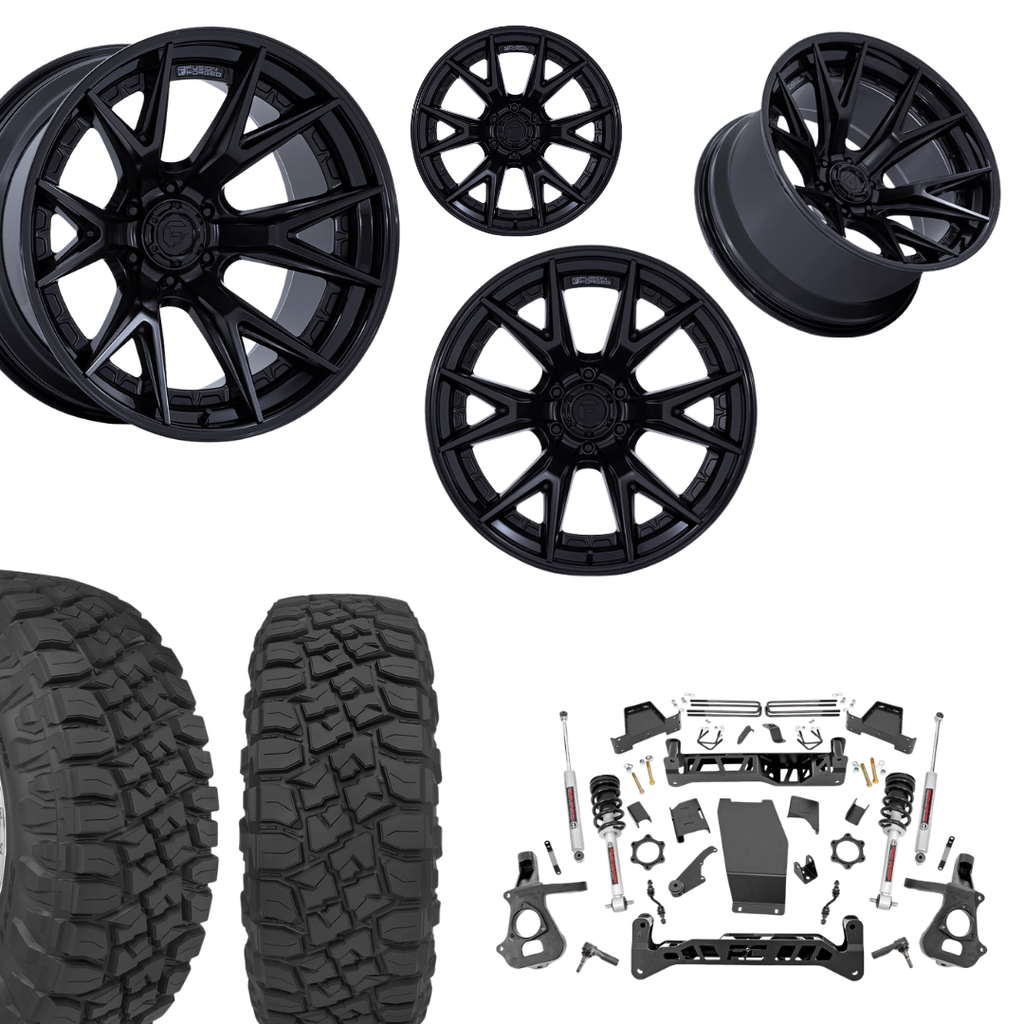 7 inch Lift N3 Bundle w/ 22x12 Black Out Wheels - 35in Toyo R/T Tires - 4wd