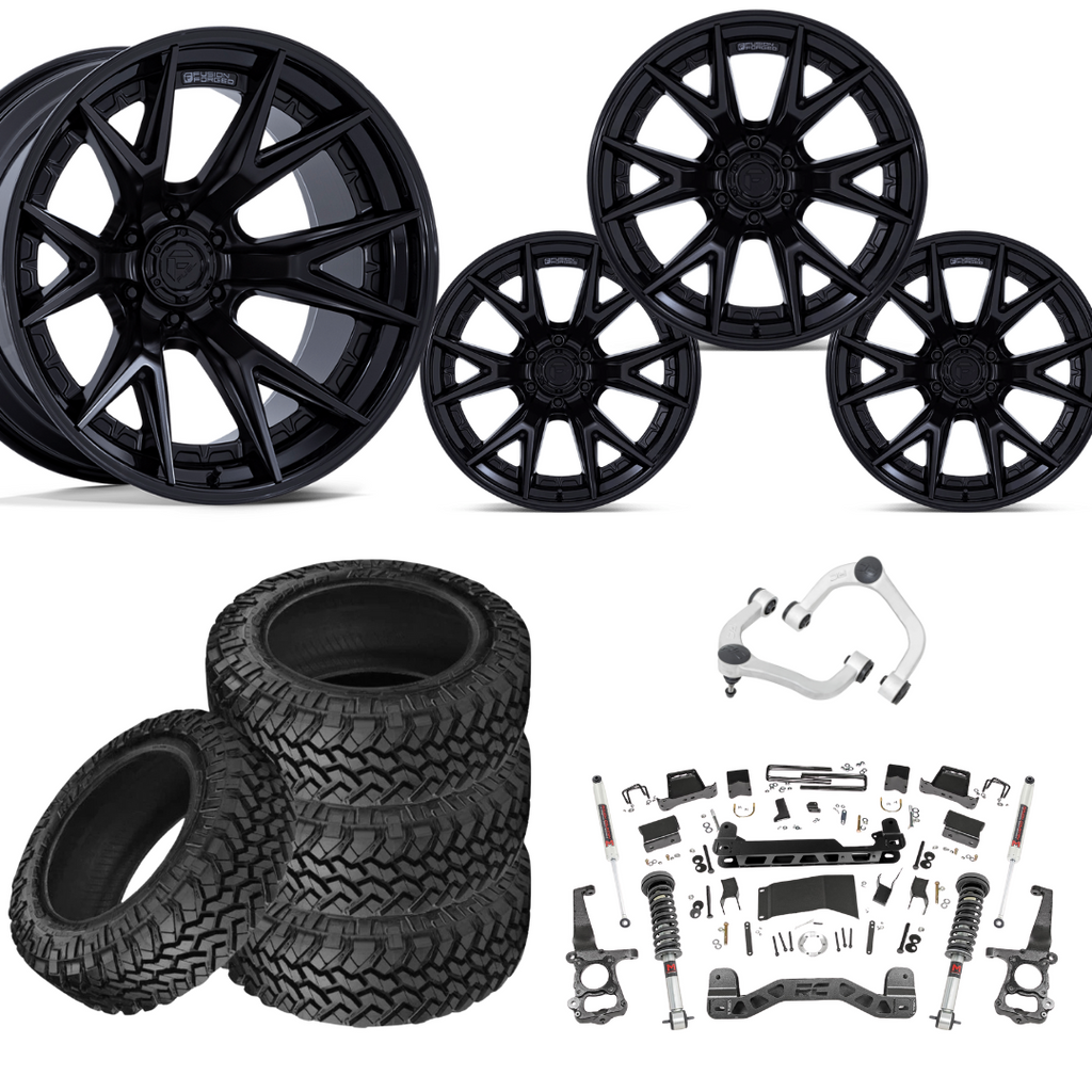 6 inch M1 Bundle w/ 22x12 Black Wheels - 35in Nitto Trail Grapplers - Upper Control Arms -4wd