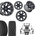 6 inch Bundle w/ 22x12 Brushed Black Wheels and 35in Toyo AT3 Tires - 2wd