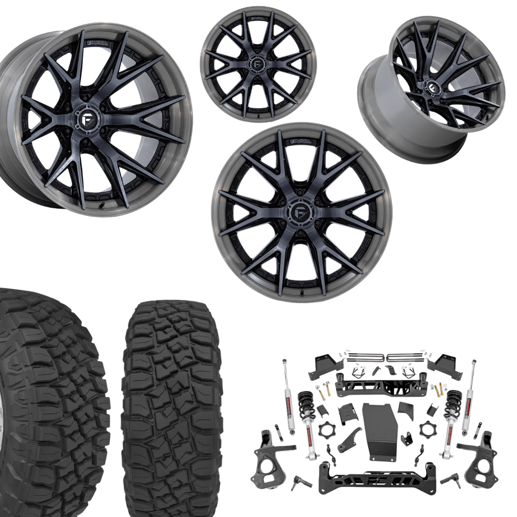 7 inch Lift N3 Bundle w/ 22x12 Brushed Black Wheels - 35in Toyo R/T Tires - 4wd