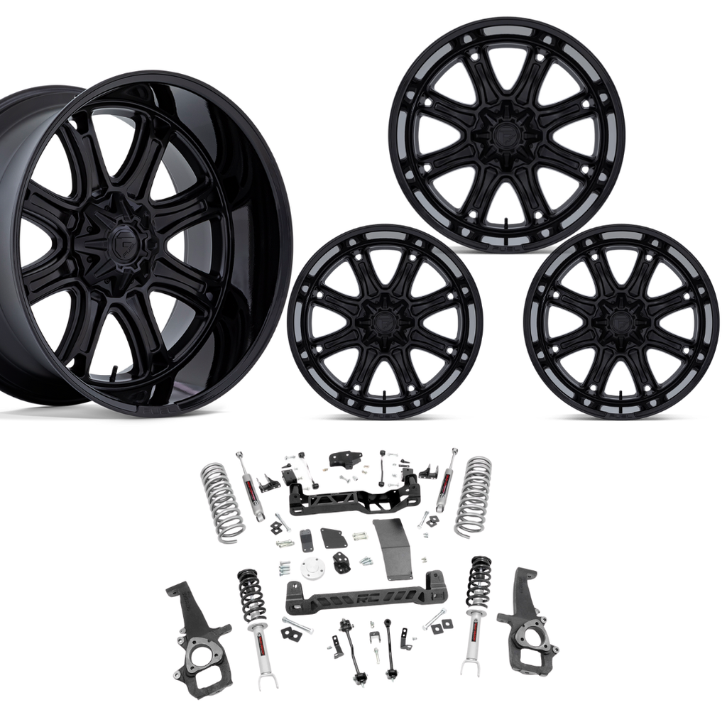 6 inch Lift Bundle N3 w/ 20x10 Black Wheels- No Tires - 4wd