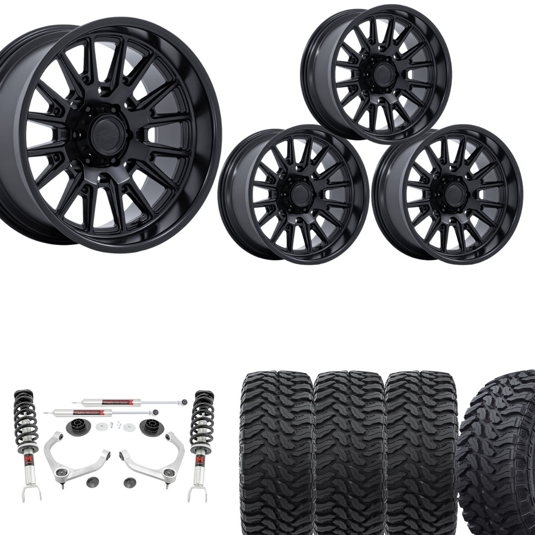 3.5 Inch Lift M1 Bundle w/ 20x10 Matte Black Wheels & 33in Hercules TT1 - 2wd/4wd