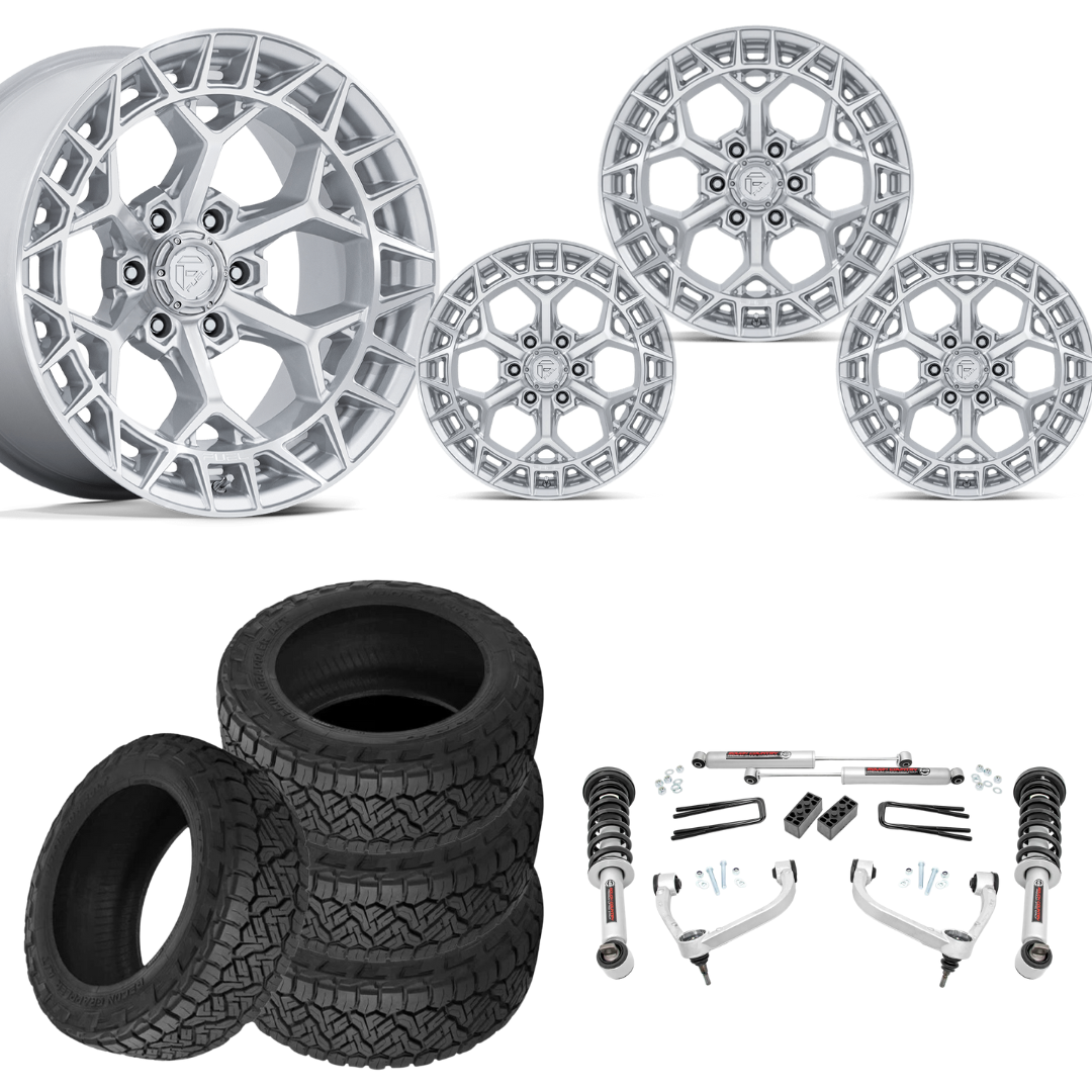 3 inch N3 Bundle w/ 20x9 Silver Wheels - 34in Nitto Recon Grapplers - 4wd