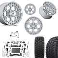 6 inch Lift N3 Bundle w/ 22x10 Silver Wheels- 35in Hercules TT1 Tires - 4wd