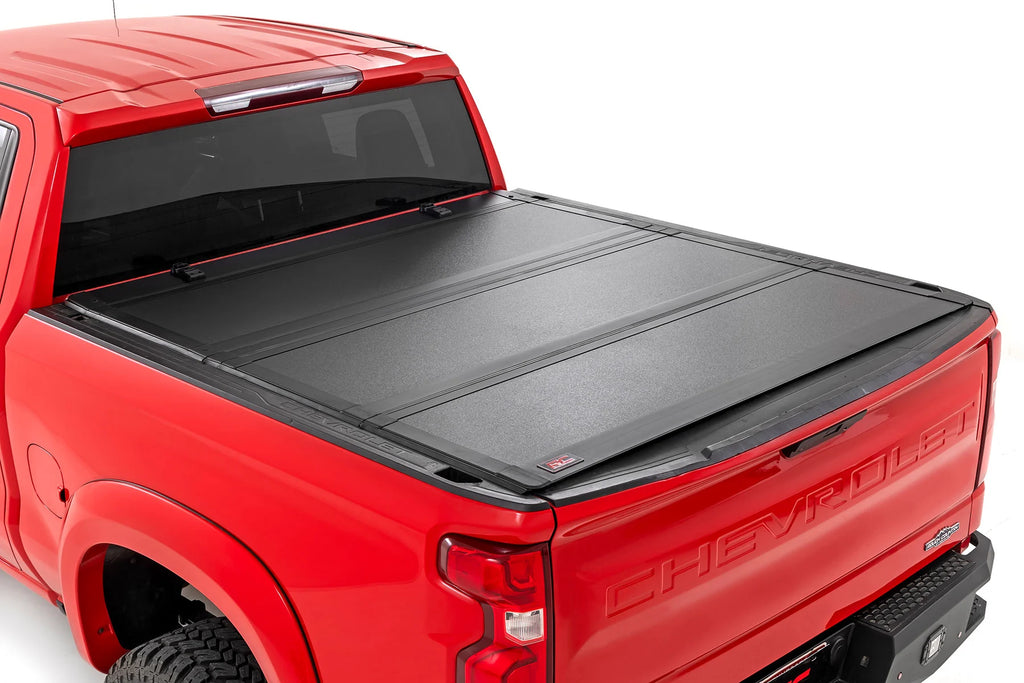 Rough Country Hard Tri-Fold Flip Up Bed Cover Chevy/GMC Sierra 1500 (19-25)/Silverado 1500 (19-25)