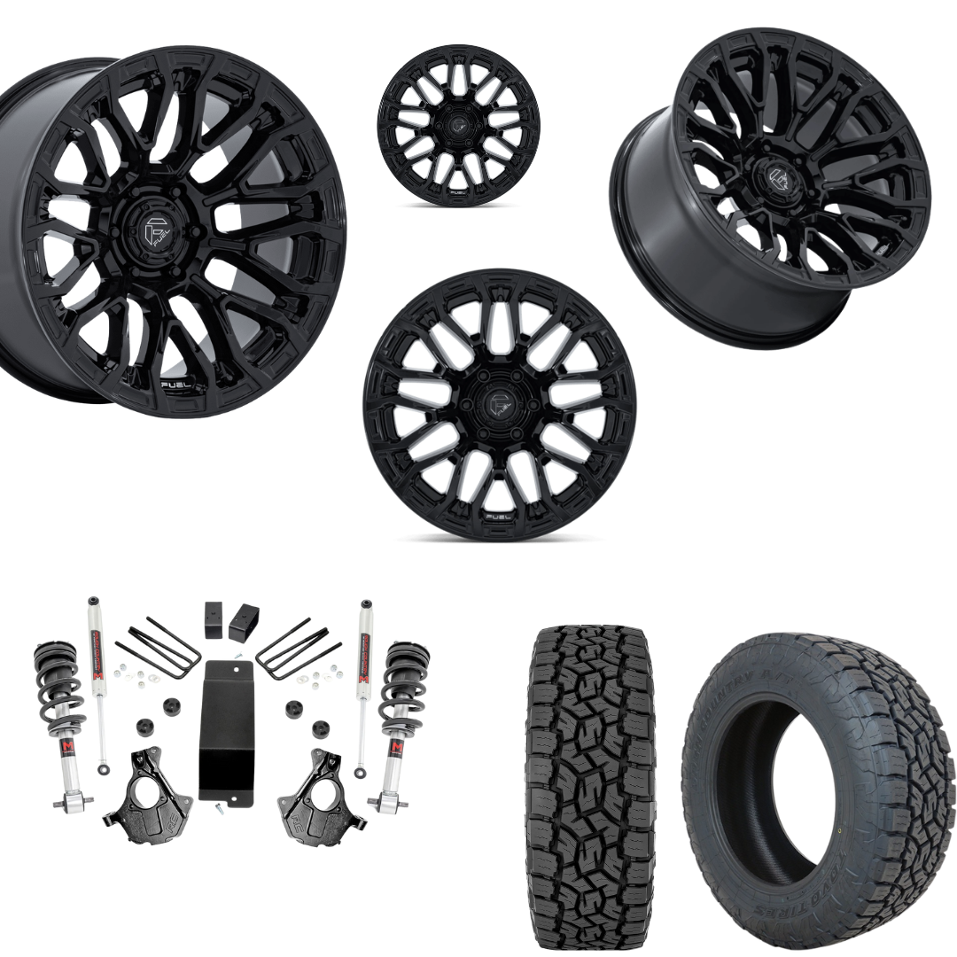 3.5 inch Lift M1 Bundle w/ 20x9 Satin Black Wheels - 33in Toyo AT3 Tires - 4wd (14-18)