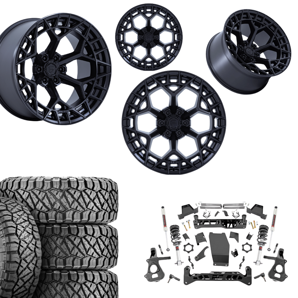 7 inch Lift M1 Bundle w/ 22x12 Blacked Out Wheels - 35in Nitto Ridge Grapplers - 4wd