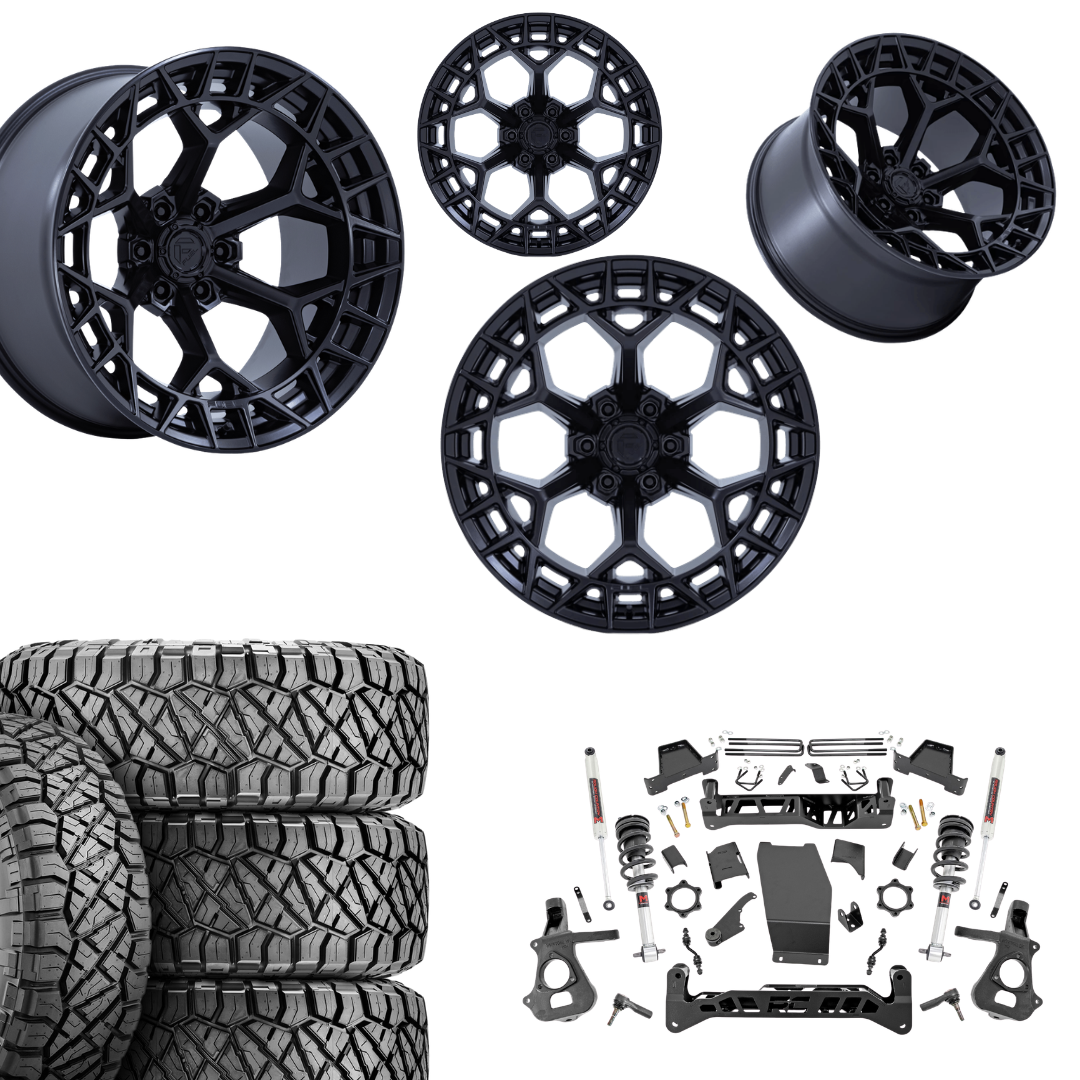 7 inch Lift M1 Bundle w/ 22x12 Blacked Out Wheels - 35in Nitto Ridge Grapplers - 4wd