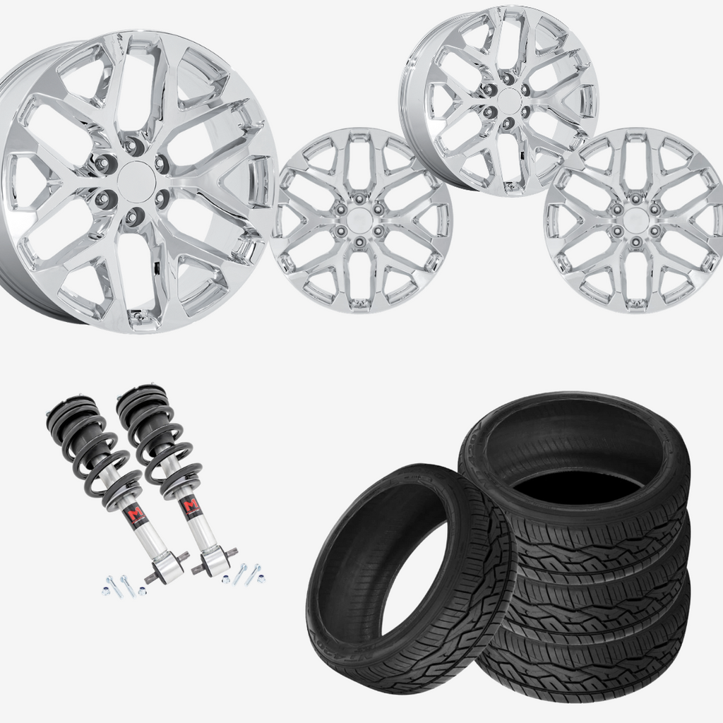 2 inch Level Bundle w/ 20x9 Chrome Rep Wheels & Nitto 420v Tires - 2wd/4wd