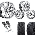 2 inch Level Bundle w/ 22in Chrome Rep Wheels and 33in TIS TT1 Mud Tires 2wd/4wd