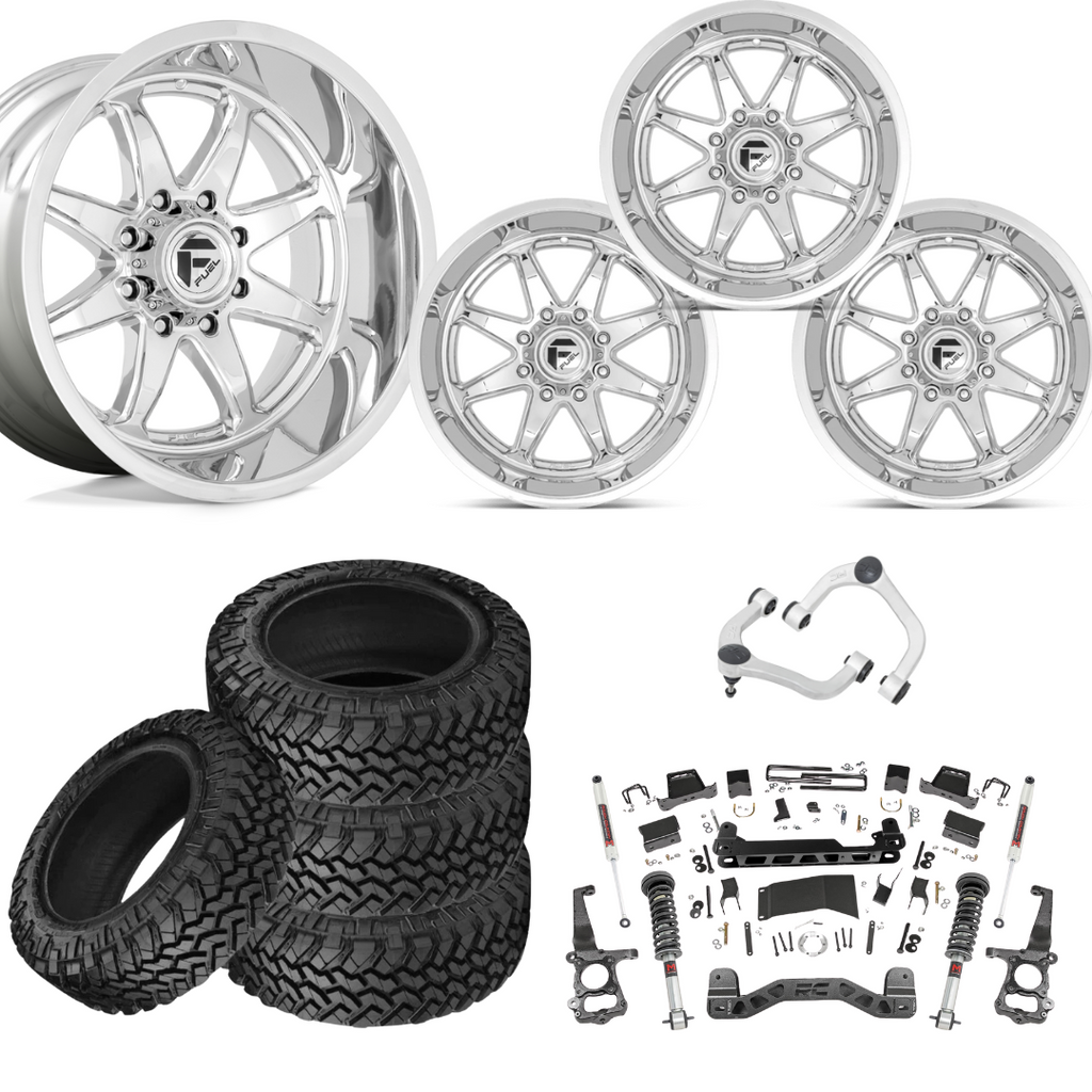 6 inch M1 Bundle w/ 22x12 Chrome Wheels - 35in Nitto Trail Grapplers - Upper Control Arms -4wd