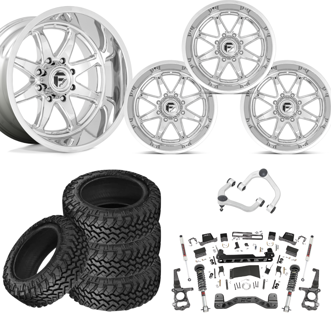 6 inch M1 Bundle w/ 22x12 Chrome Wheels - 35in Nitto Trail Grapplers - Upper Control Arms -4wd