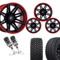 2 inch Level Bundle w/ 22x10 Black Red Wheels and 33in TIS TT1 Mud Tires 2wd/4wd
