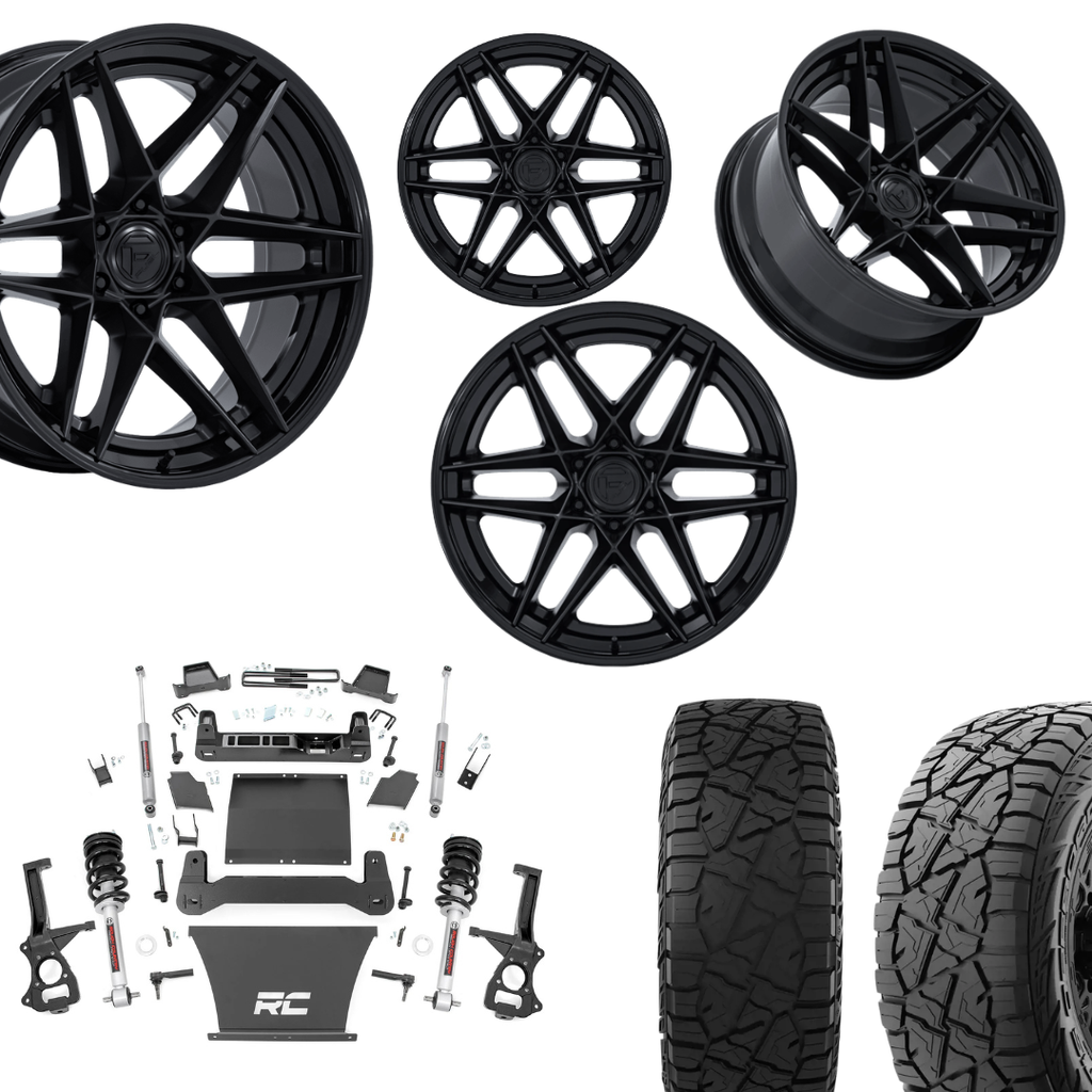 6 inch Bundle w/ 20x10 Blacked Out Wheels and 35in Hercules RT1 Tires - 4wd - 4.3 5.3 6.2 Engines