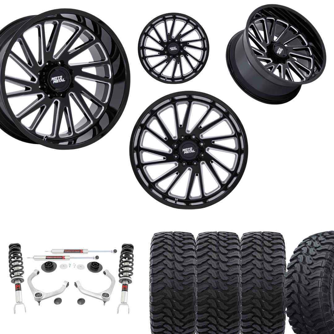 3.5 Inch Lift M1 Bundle w/ 20x10 Black Milled Wheels & 33in Hercules TT1 - 2wd/4wd