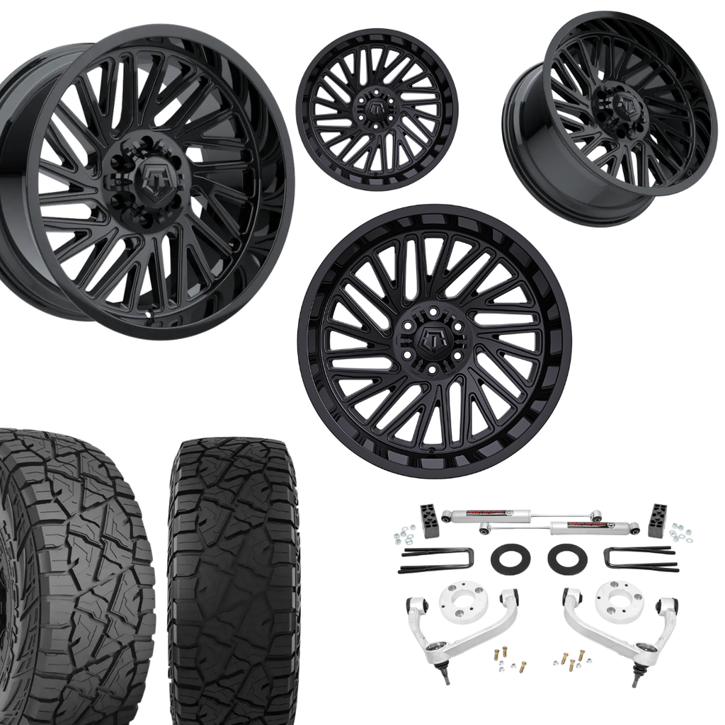 3 inch Bundle w/ 20x10 Gloss Black Wheels - 33in Hercules RT1 Tires - 4wd
