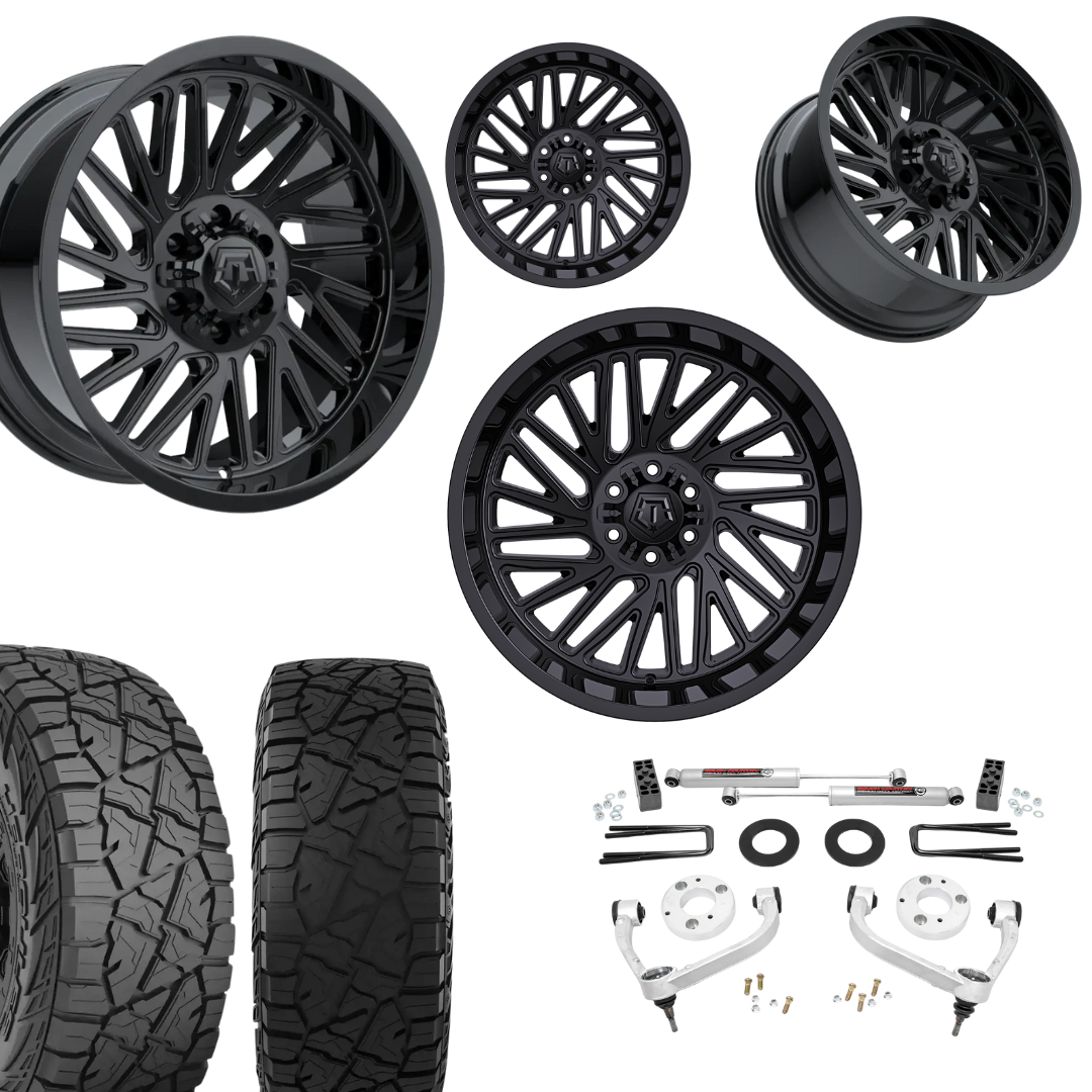 3 inch Bundle w/ 20x10 Gloss Black Wheels - 33in Hercules RT1 Tires - 4wd