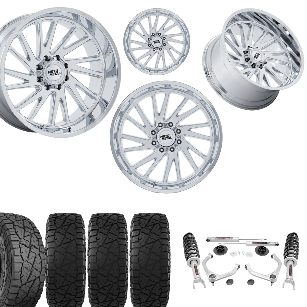 3.5 Inch Lift N3 Bundle w/ 20x10 Chrome Wheels & 33in Hercules RT1 - 2wd/4wd