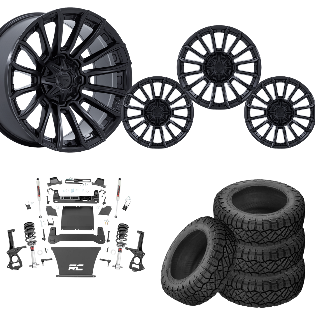 6 inch M1 Bundle w/ 22x10 Black Wheels - 35in Nitto Ridge Grapplers - 4wd