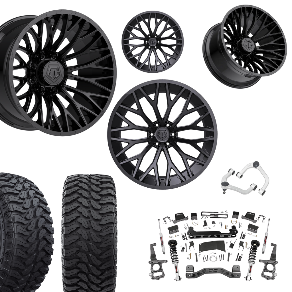 6 inch N3 Bundle w/ 22x10 Gloss Black Wheels - 35in Hercules TT1s - Upper Control Arms -4wd
