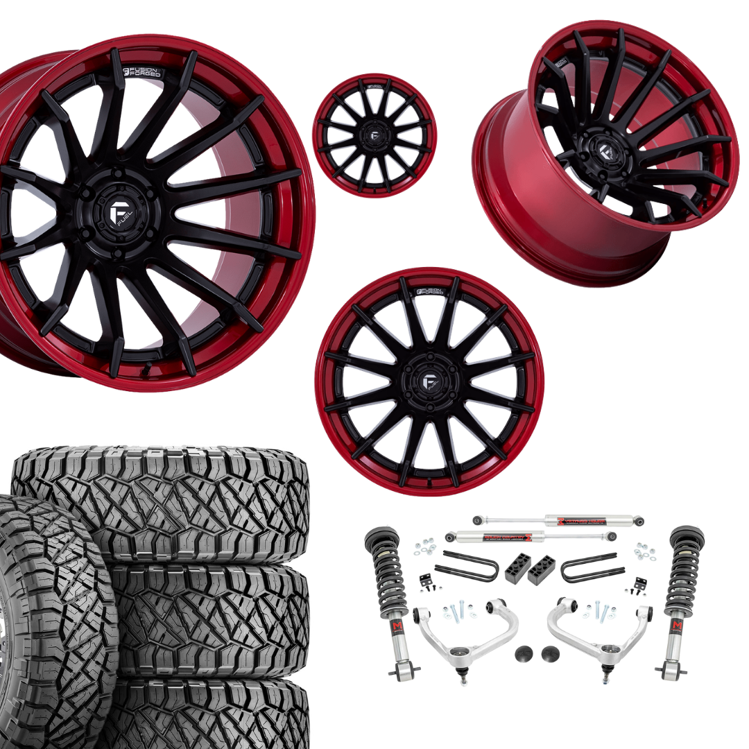 3 inch M1 Bundle w/ 20x10 Black Red Wheels & 33in Nitto Ridge Grapplers - 4wd