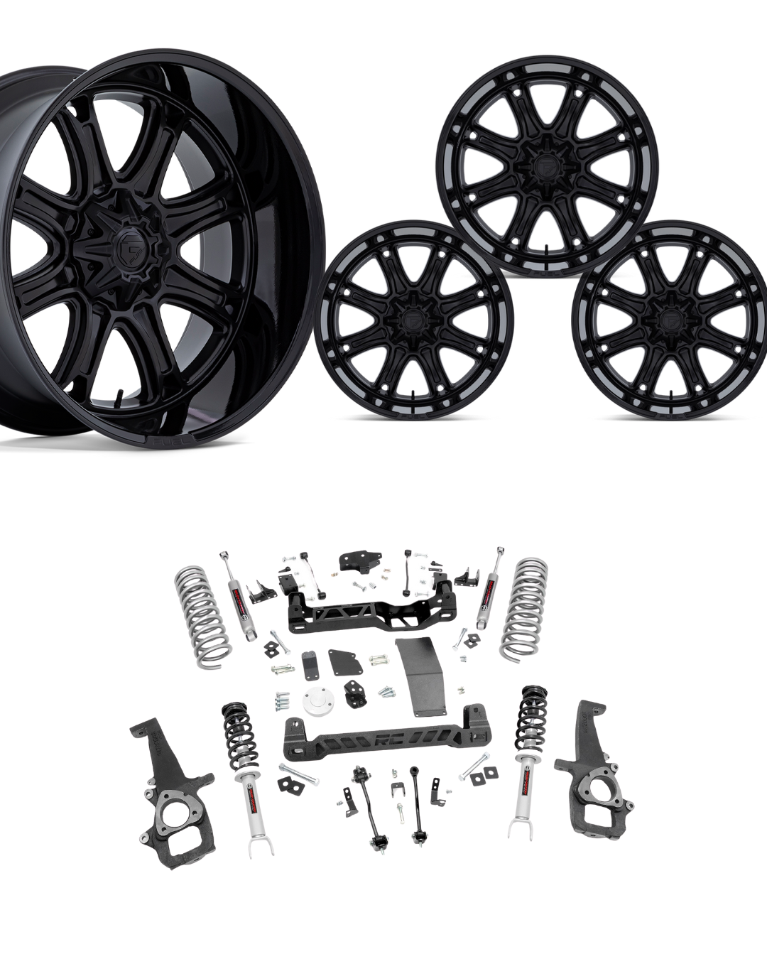 6 inch Lift Bundle N3 w/ 20x10 Black Wheels- No Tires - 4wd