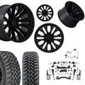 6 inch N3 Bundle w/ 22x12 Blacked Out Wheels - 35in Toyo MTs - Upper Control Arms -4wd