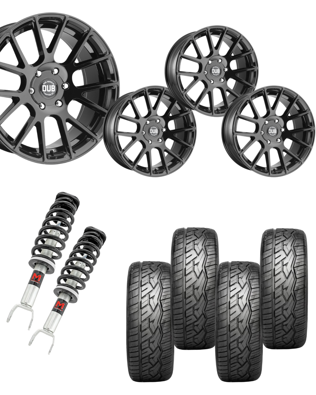 2 in Level Bundle w/ 20x9 Black Wheels & Nitto 420 Tires - 2wd/4wd