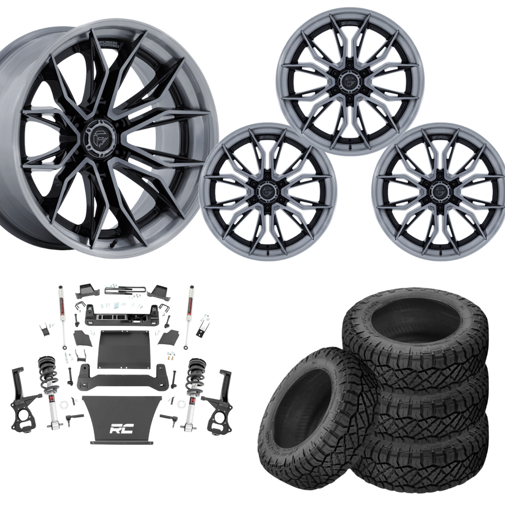 6 inch M1 Bundle w/ 22x10 Brushed Black Wheels - 35in Nitto Ridge Grapplers - 4wd