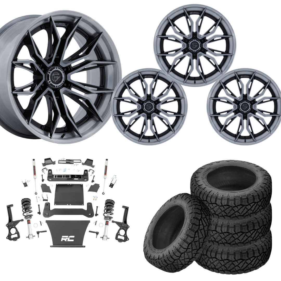 6 inch M1 Bundle w/ 22x10 Brushed Black Wheels - 35in Nitto Ridge Grapplers - 4wd