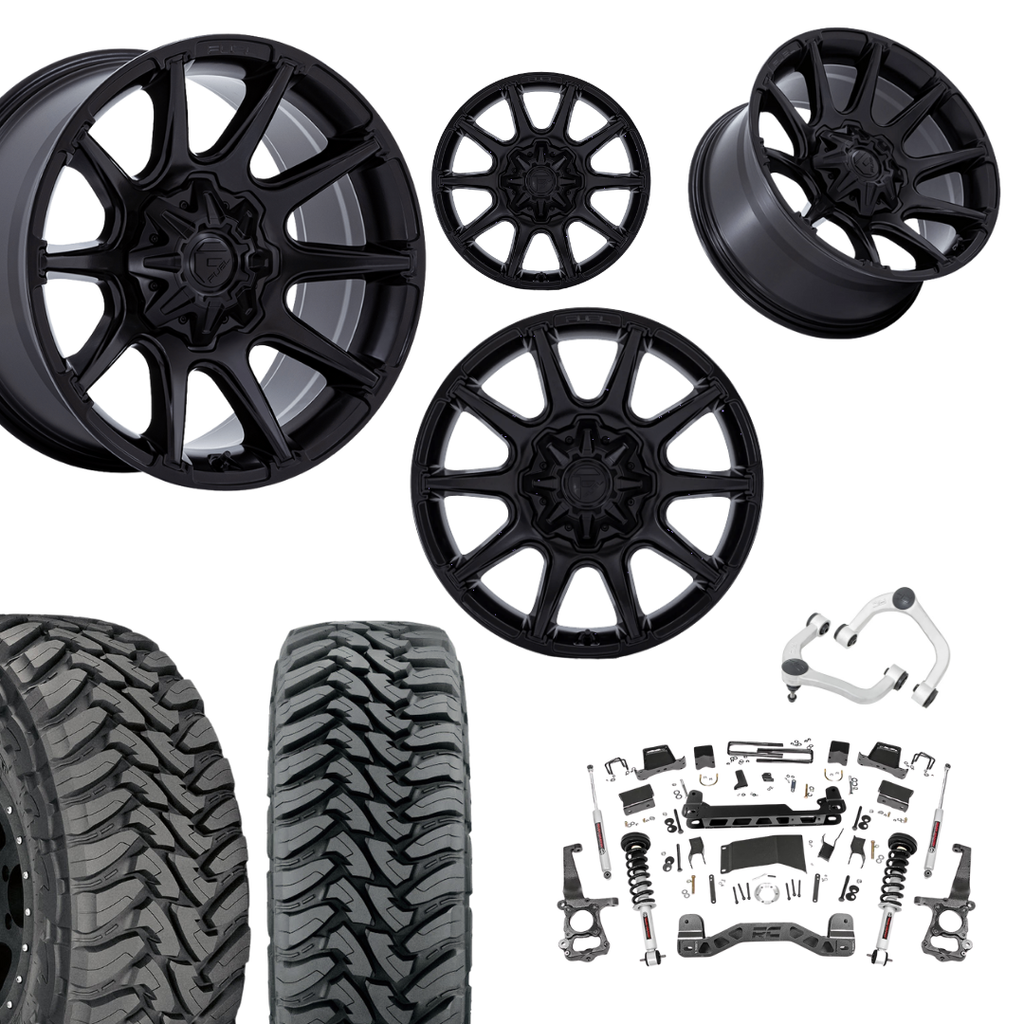 6 inch N3 Bundle w/ 22x10 Matte Black Wheels - 35in Toyo MTs - Upper Control Arms -4wd