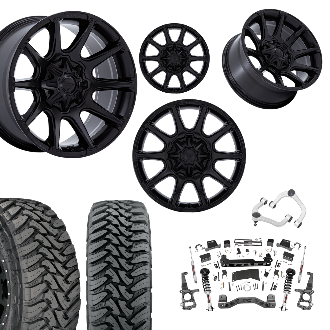 6 inch N3 Bundle w/ 22x10 Matte Black Wheels - 35in Toyo MTs - Upper Control Arms -4wd