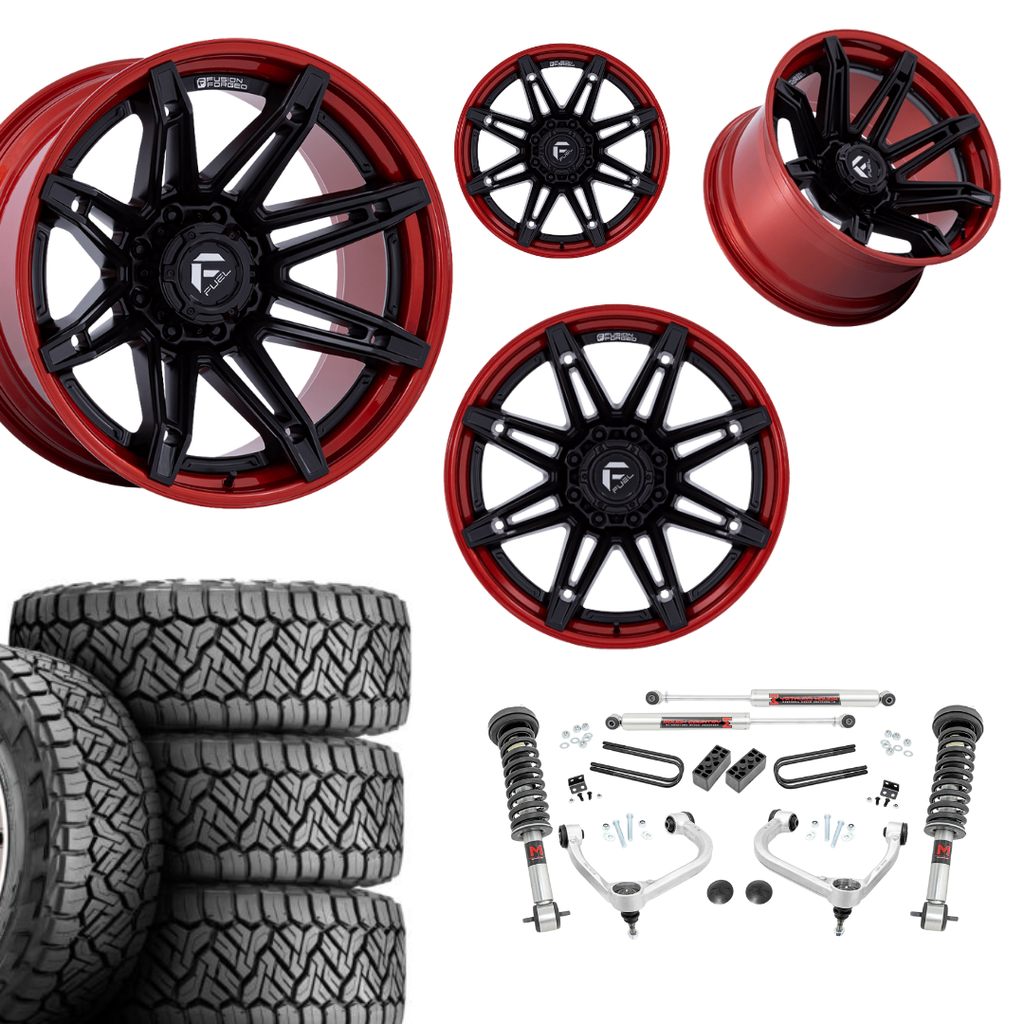 3 inch M1 Bundle w/ 22x10 Black Red Wheels - 33in Nitto Recon Grapplers - 4wd