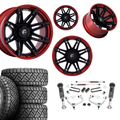 3 inch M1 Bundle w/ 22x10 Black Red Wheels - 33in Nitto Recon Grapplers - 4wd
