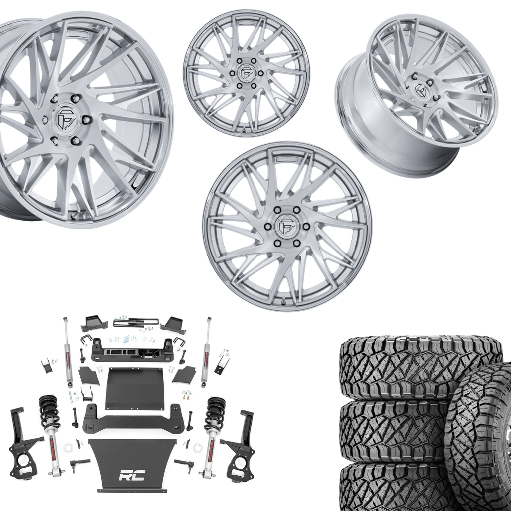6 inch Bundle w/ 22x10 Silver Chrome Wheels & 35in Nitto Ridge Grapplers - 4wd - 4.3 5.3 6.2 Engine