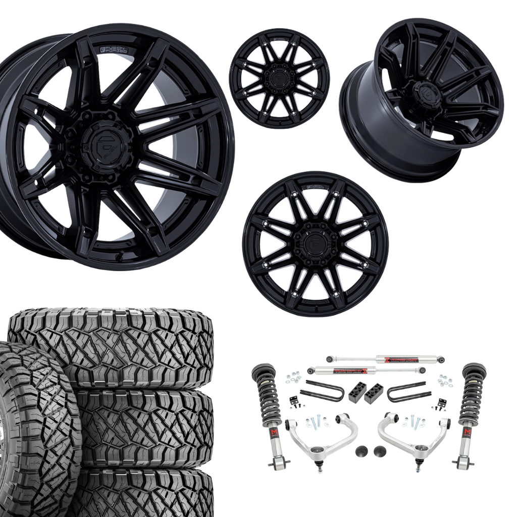 3 inch M1 Bundle w/ 20x10 Black Wheels & 33in Nitto Ridge Grapplers - 4wd