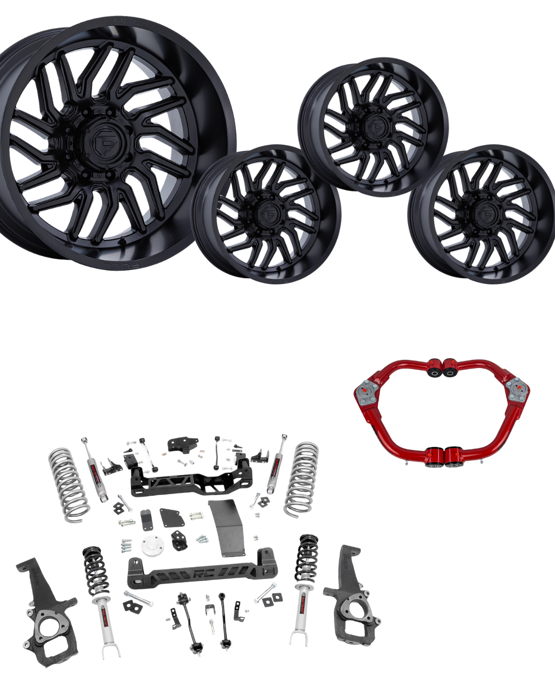 6 inch Lift Bundle N3 w/ 20x10 Black Wheels- No Tires - JBA UCAs - 2wd