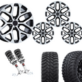 2 inch Level Bundle w/ 22in Snowflake Black Machined Wheels and 33in TIS TT1 Mud Tires 2wd/4wd
