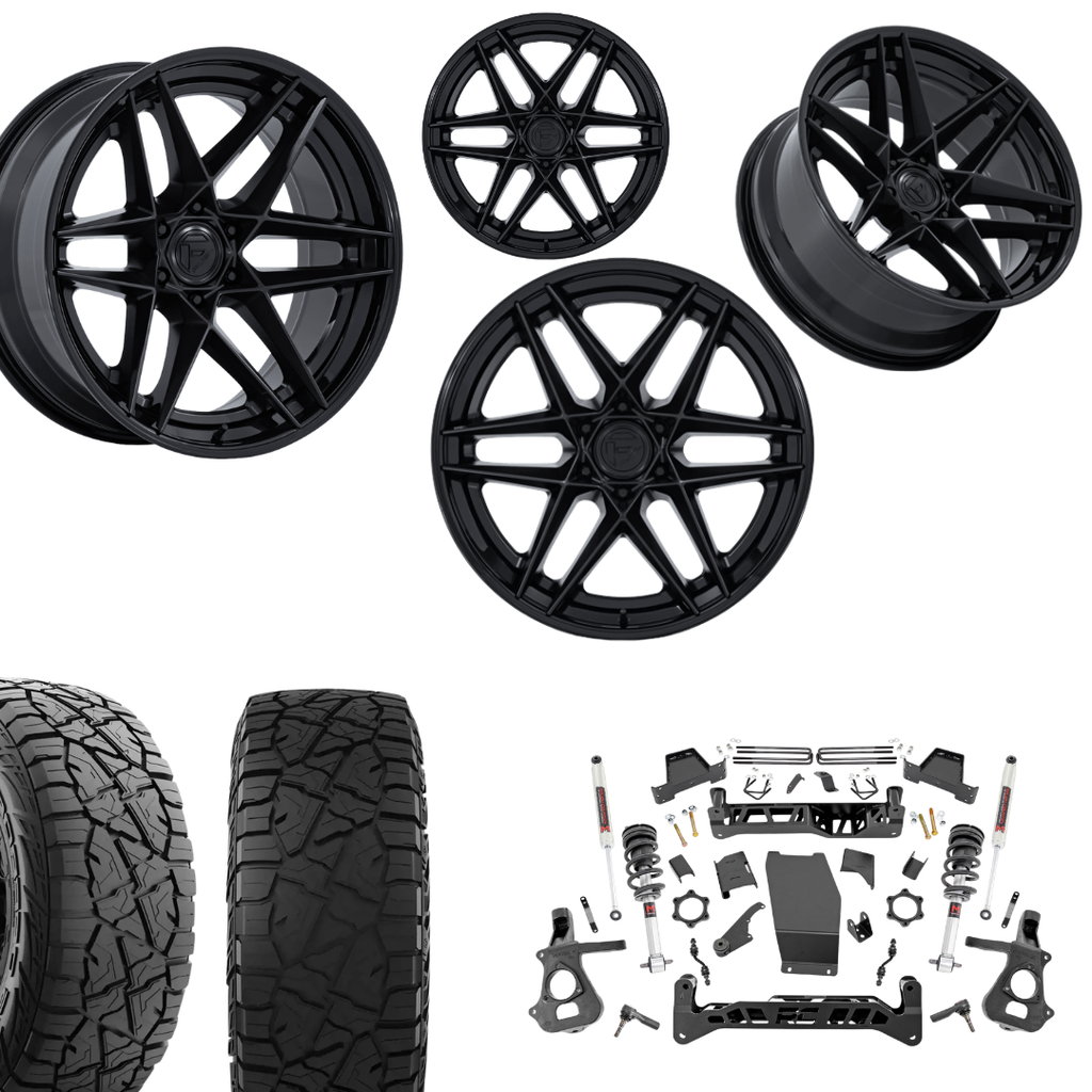 7 inch Lift M1 Bundle w/ 22x10 Black Out Wheels - 35in Hercules RT1 Tires - 4wd
