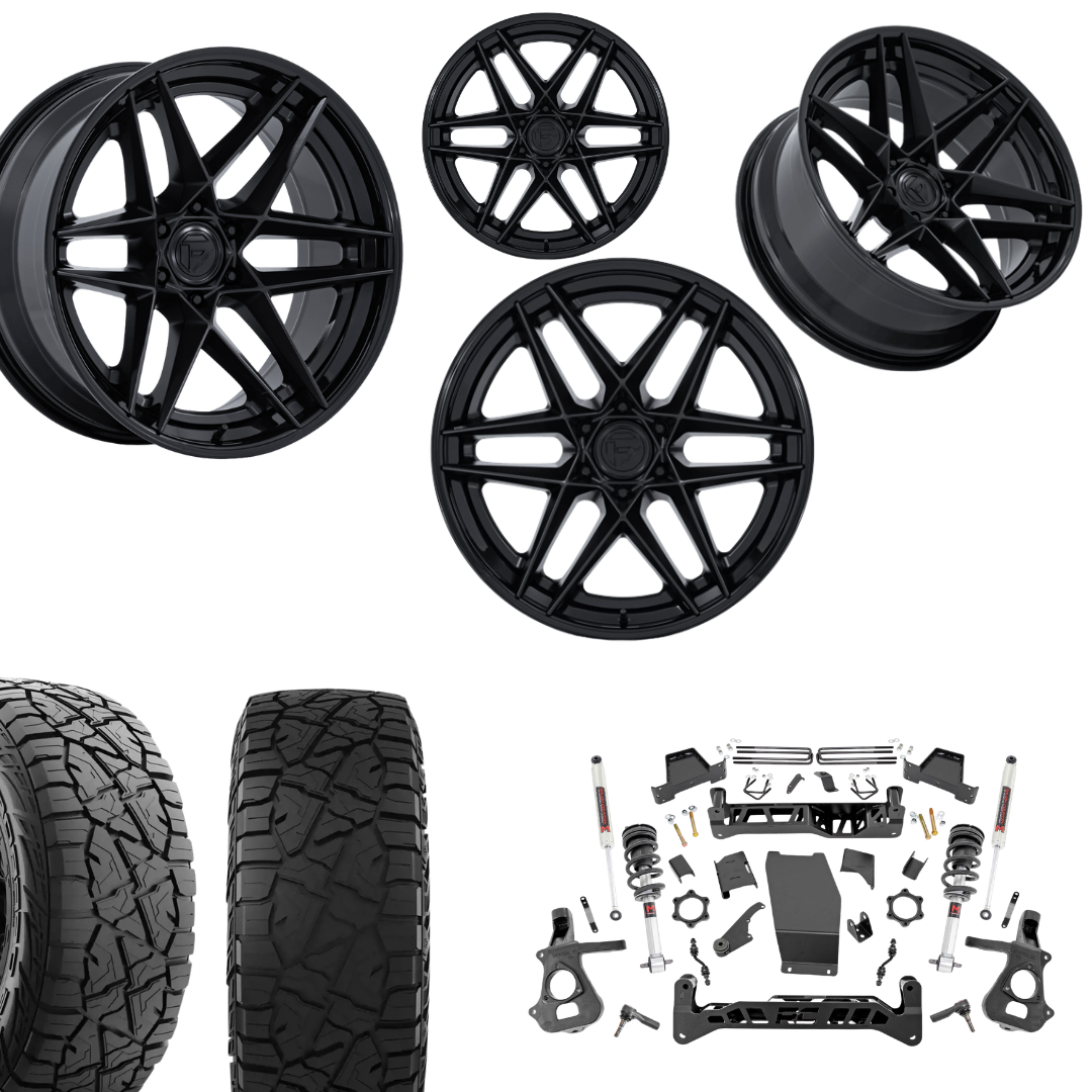 7 inch Lift M1 Bundle w/ 22x10 Black Out Wheels - 35in Hercules RT1 Tires - 4wd
