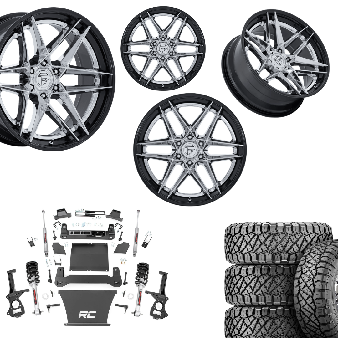 6 inch Bundle w/ 22x10 Black Chrome Wheels & 35in Nitto Ridge Grapplers - 4wd - 4.3 5.3 6.2 Engine