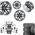 6 inch Bundle w/ 22x10 Gunmetal Chrome Wheels & 35in Nitto Ridge Grapplers - 4wd - 4.3 5.3 6.2 Engine
