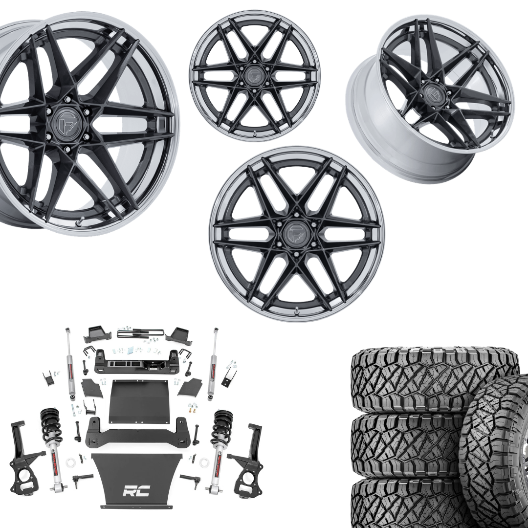 6 inch Bundle w/ 22x10 Gunmetal Chrome Wheels & 35in Nitto Ridge Grapplers - 4wd - 4.3 5.3 6.2 Engine