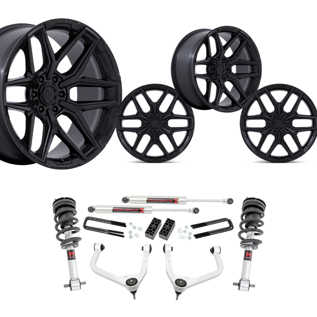 3.5 inch Lift M1 Bundle w/ 22x10 Satin Black Wheels - No Tires -2wd/4wd