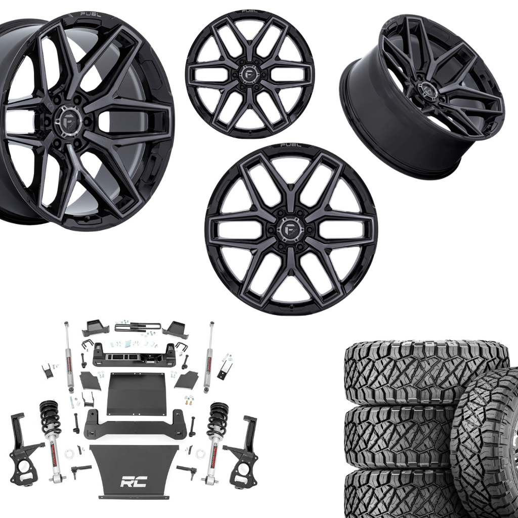 6 inch Bundle w/ 22x12 Black Tinted Wheels & 35in Nitto Ridge Grapplers - 4wd - 4.3 5.3 6.2 Engine