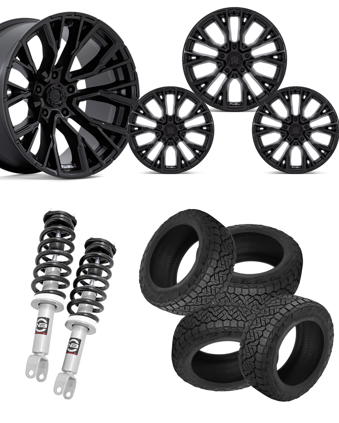 Ram 2.5 Level Bundle w/ 20x10 Black Wheels & 33in Nitto Recon Grapplers - 4wd