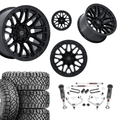 3 inch M1 Bundle w/ 20x10 Gloss Black Wheels & 33in Nitto Ridge Grapplers - 4wd