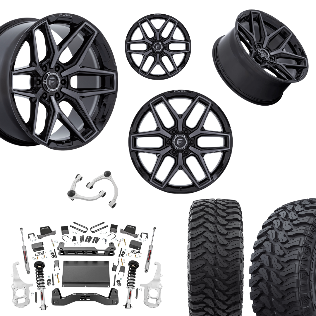 6 inch Lift N3 Bundle w/ 22x10 Black Tinted Wheels- 35in Hercules TT1 Tires - 4wd