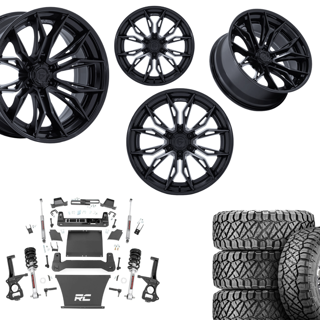 6 inch Bundle w/ 22x10 Black Wheels & 35in Nitto Ridge Grapplers - 4wd - 4.3 5.3 6.2 Engine